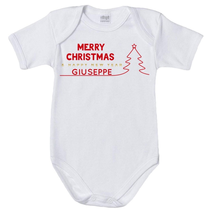 Body neonato personalizzato con nome merry christmas and happy new year Natale