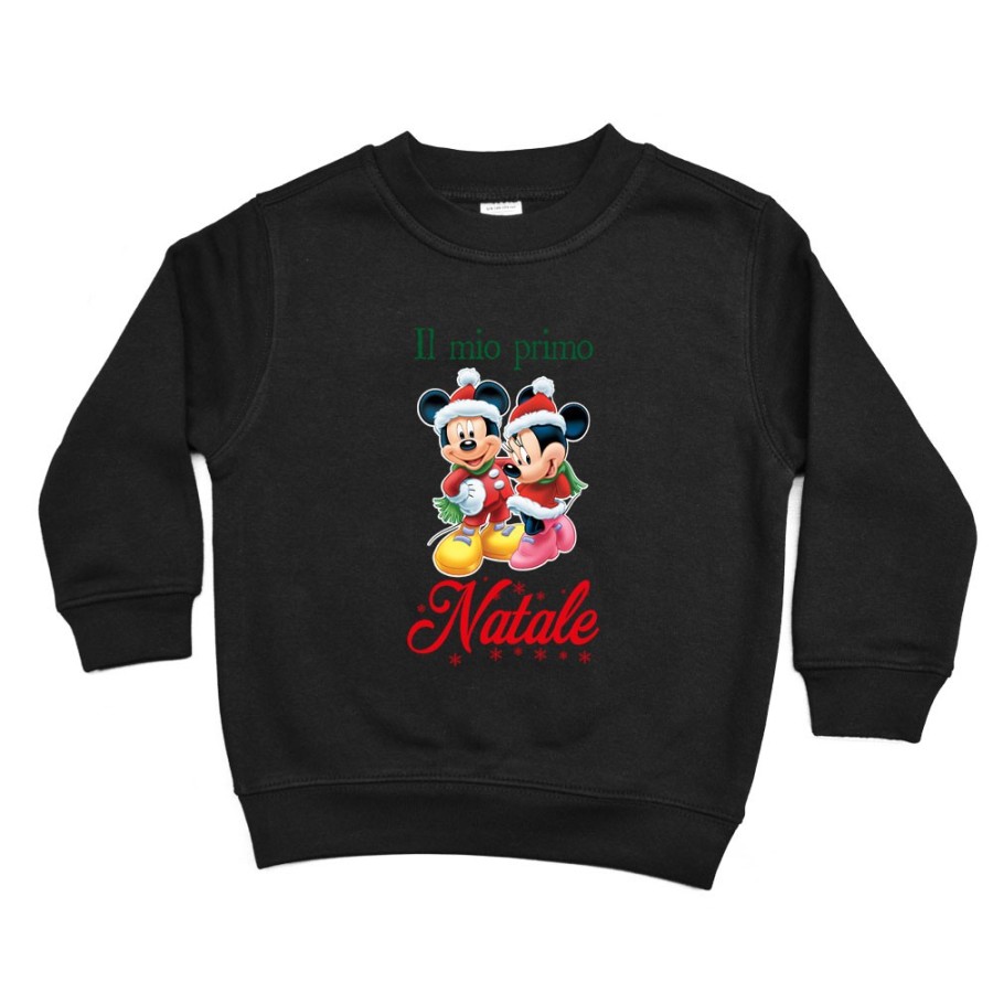 Felpa bambino personalizzabile con nome minnie e topolino il mio primo natale Natale