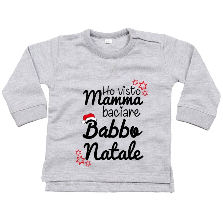 Felpa neonato ho visto mamma baciare babbo natale Natale