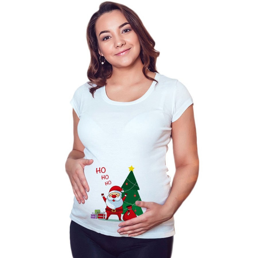 Maglia premaman personalizzabile con nome ho ho ho babbo natale con i regali Natale