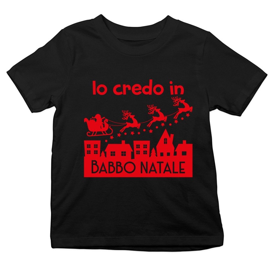 T-shirt bambino personalizzabile con nome io credo in babbo natale Natale