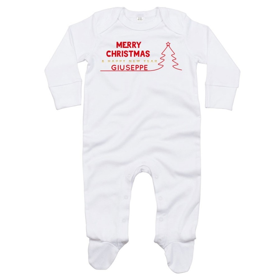 Tutina neonato personalizzata con nome merry christmas and happy new year Natale