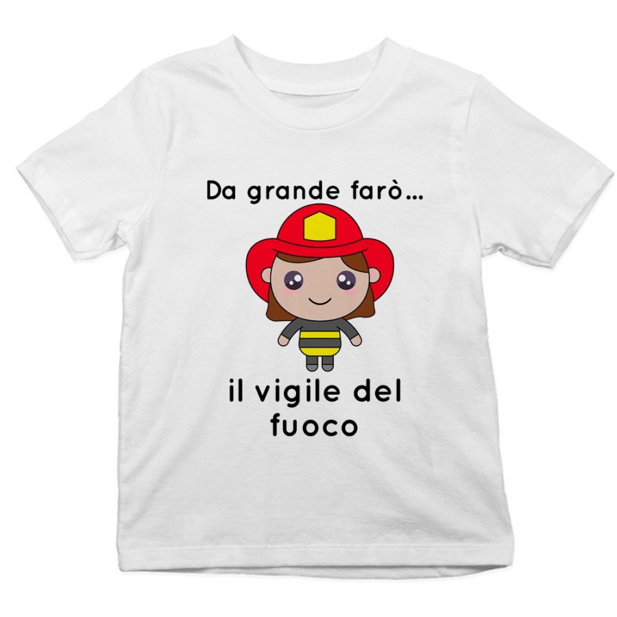 T-shirt bambino da grande farò il vigile del fuoco Da grande farò