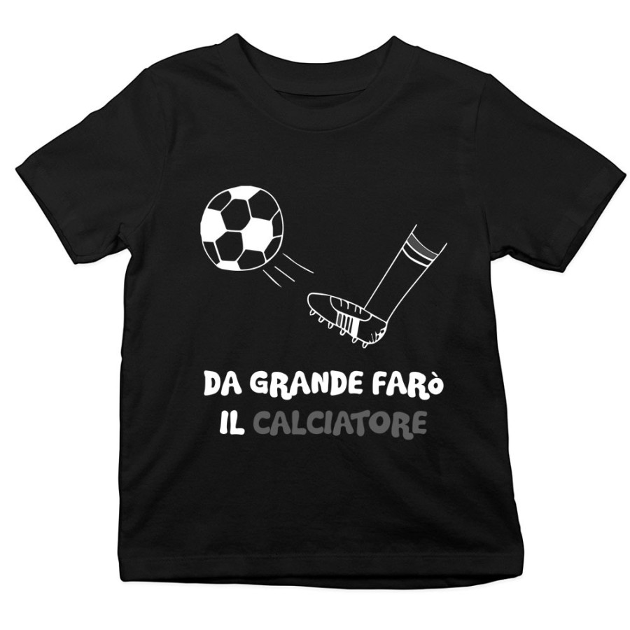 T-shirt bambino da grande farò il calciatore bianco nero Da grande farò