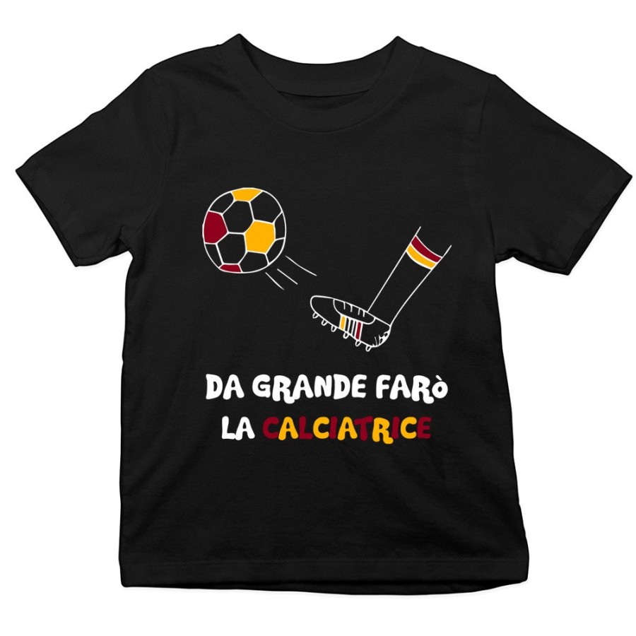 T-shirt bambino da grande farò il calciatore giallo rosso Da grande farò