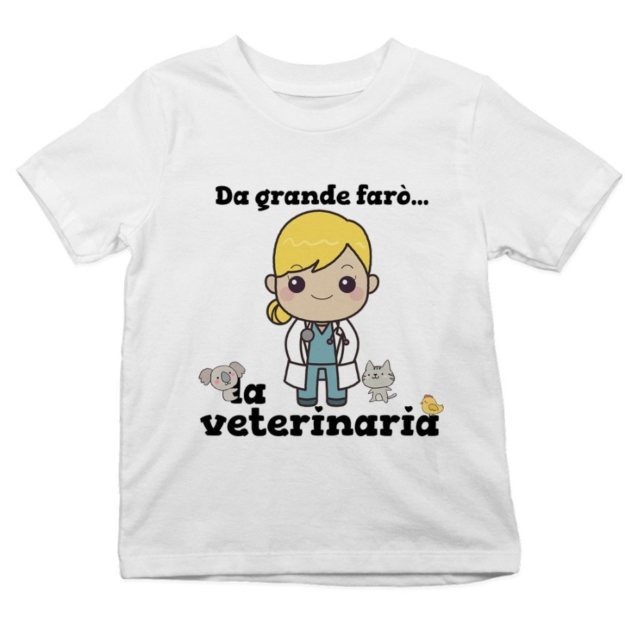 T-shirt bambina da grande farò la veterinaria Da grande farò