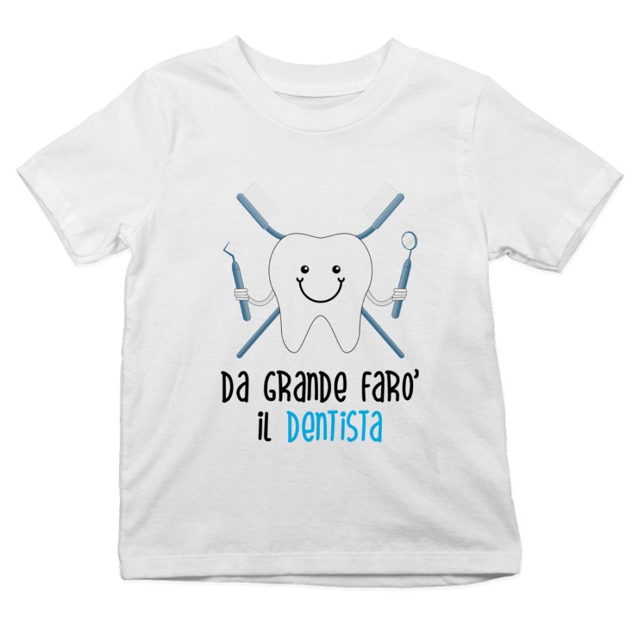 T-shirt bambino da grande farò il dentista Da grande farò