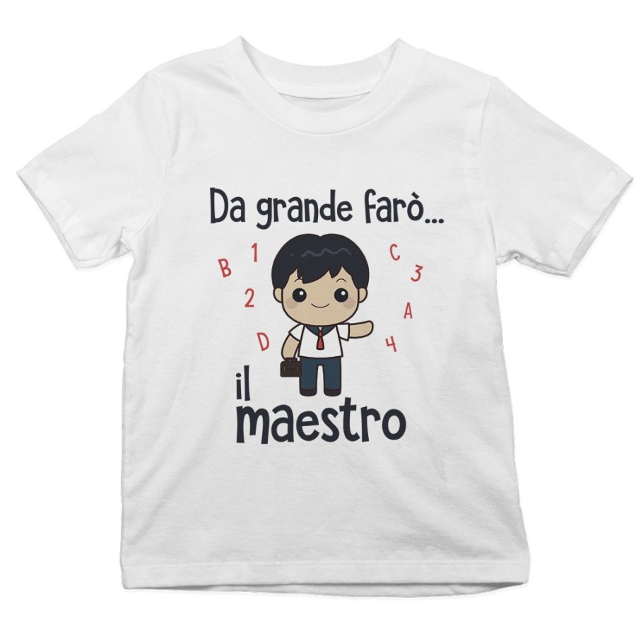 T-shirt bambino da grande farò il maestro Da grande farò