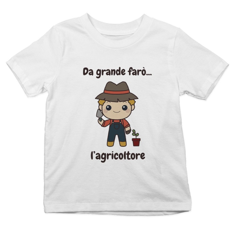 T-shirt bambino da grande farò l'agricoltore Da grande farò