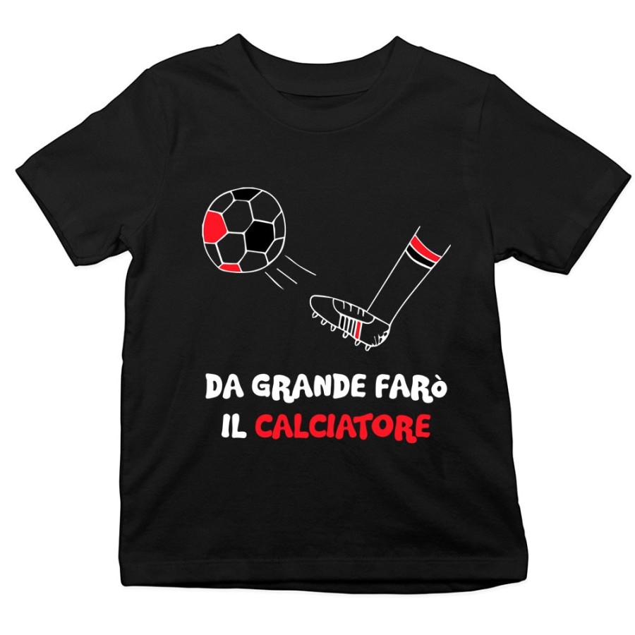 T-shirt bambino da grande farò il calciatore rosso nero Da grande farò