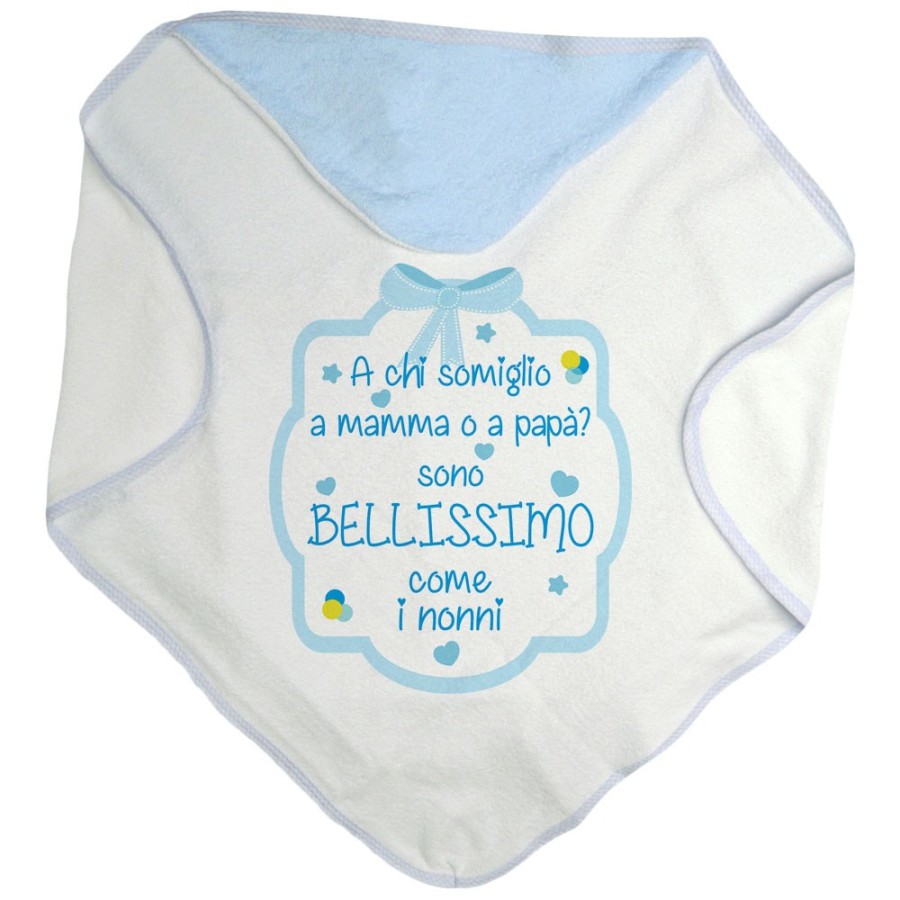 Accappatoio personalizzabile con nome  a chi somiglio a mamma o papà? sono bellissimo come i nonni Per i nonni