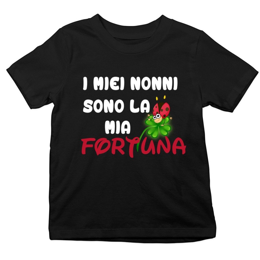 T-shirt bambino il mio nonno i miei nonni sono la mia fortuna con coccinella Per i nonni