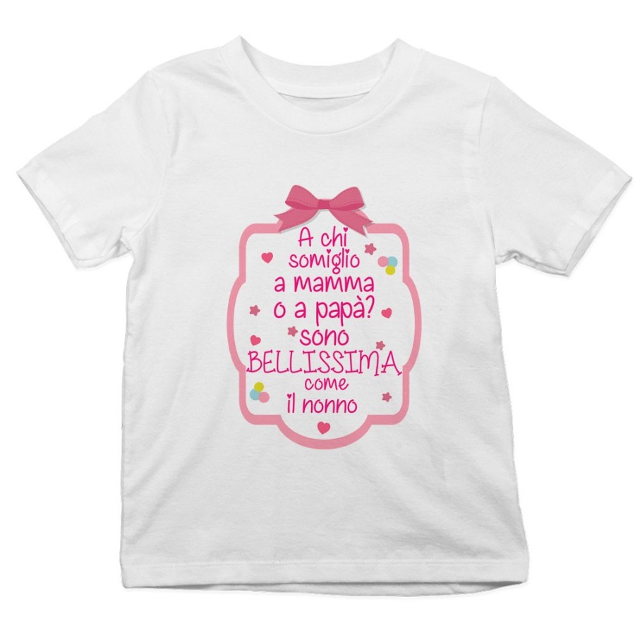 T-shirt bambino personalizzabile a chi somiglio a mamma o papà? sono bellissimo nonno Per i nonni