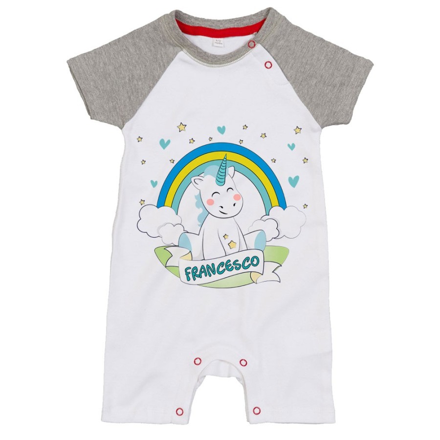 Pagliaccetto neonato personalizzato con nome piccolo unicorno Unicorni