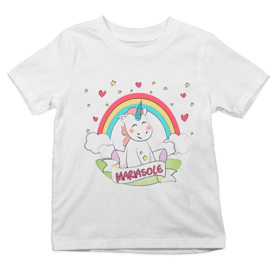 T-shirt bambino personalizzata con nome piccolo unicorno Unicorni