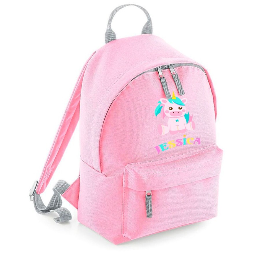 Zaino personalizzato con nome baby unicorno con arcobaleno Unicorni