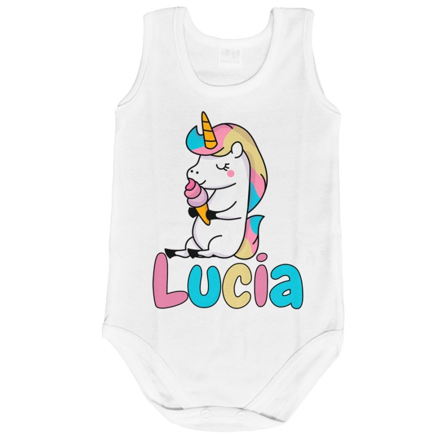 Body neonato personalizzato con nome unicorno con gelato Unicorni