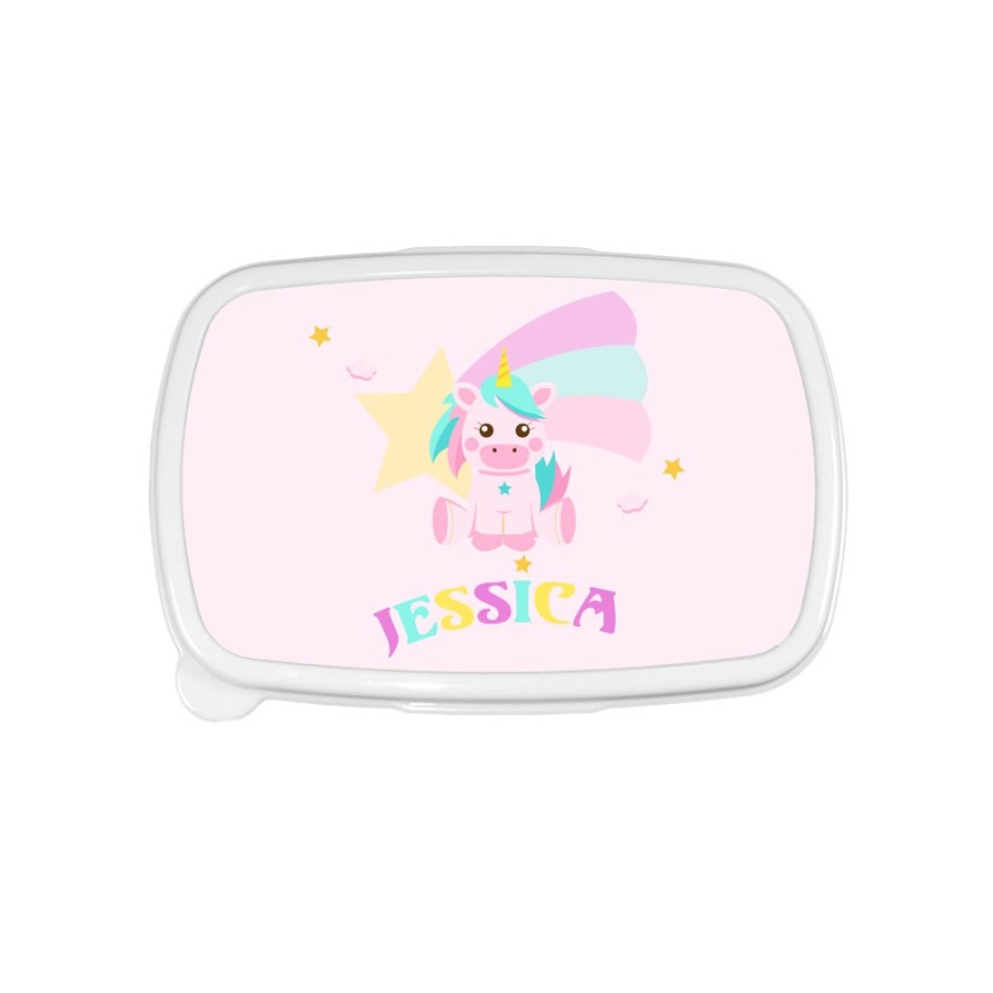 Porta pranzo personalizzato con nome baby unicorno con arcobaleno Unicorni