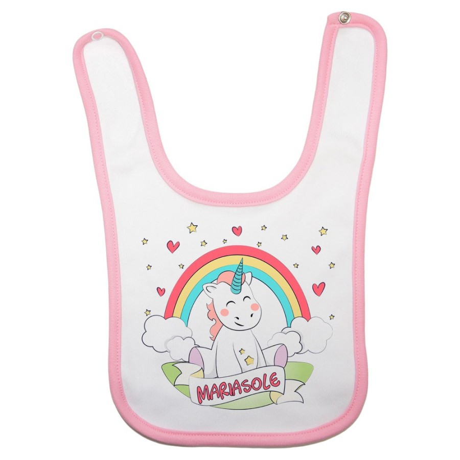 Bavaglino neonato personalizzato con nome piccolo unicorno Unicorni