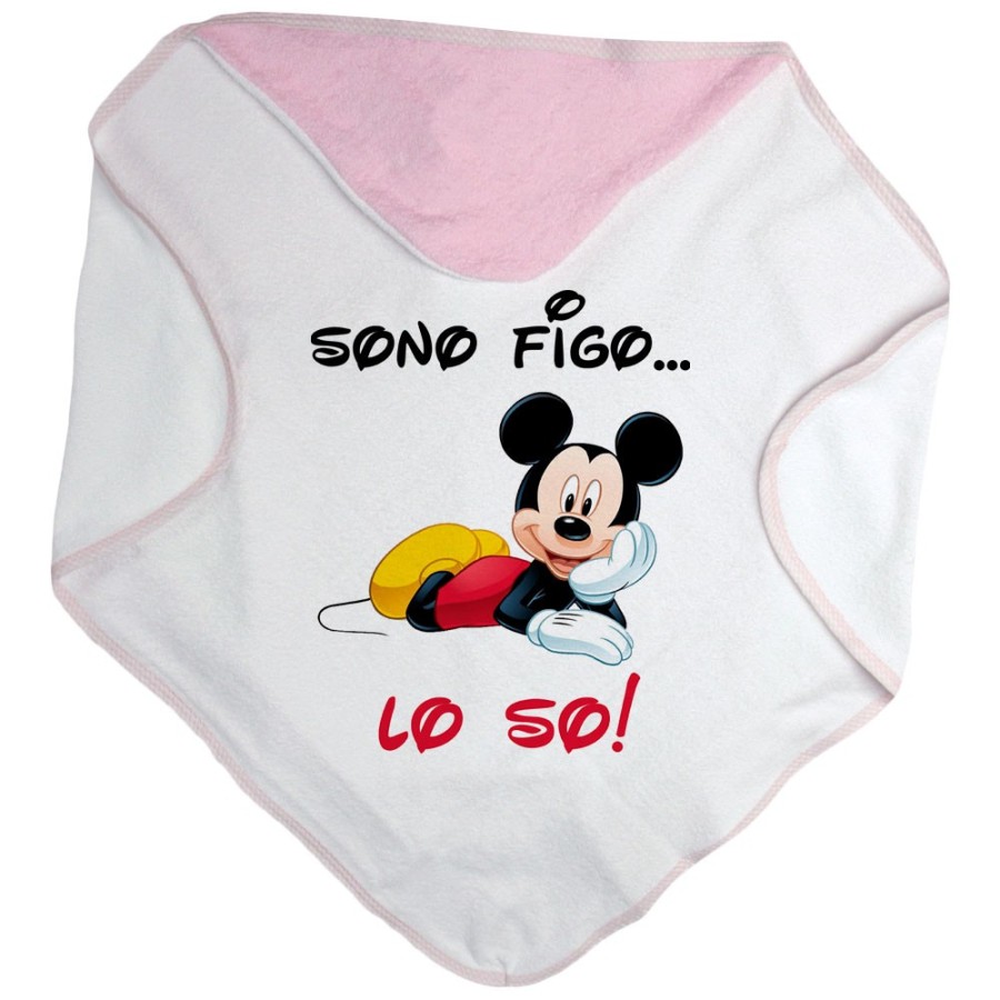 Accappatoio neonato sono figo lo so con topolino Cartoon