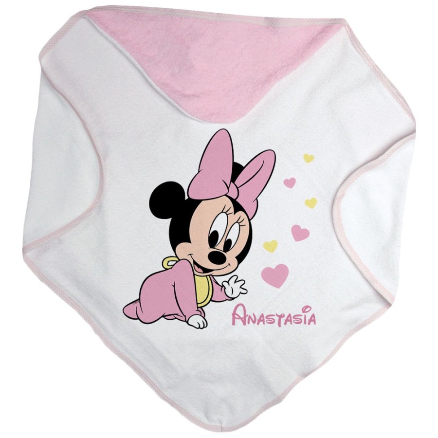 Accappatoio neonata personalizzato con nome baby minnie Cartoon