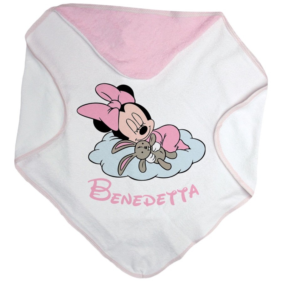 Accappatoio neonata personalizzato con nome minnie sleeping Cartoon