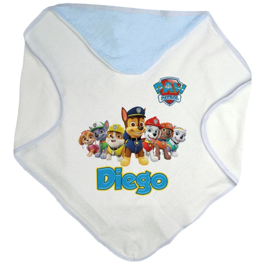 Accappatoio neonato personalizzato con nome paw patrol Cartoon