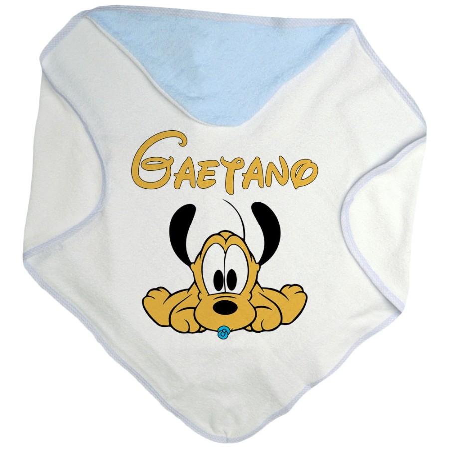 Accappatoio neonato personalizzato con nome baby pluto Cartoon