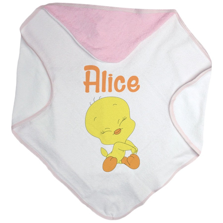 Accappatoio neonata personalizzato con nome baby titti coccolosa Cartoon