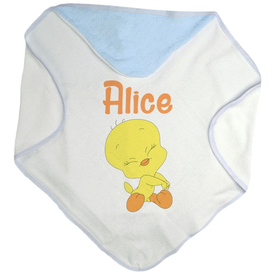 Accappatoio neonata personalizzato con nome baby titti coccolosa Cartoon