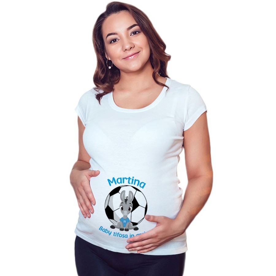 Maglia premaman personalizzabile con nome baby tifoso in arrivo Sport