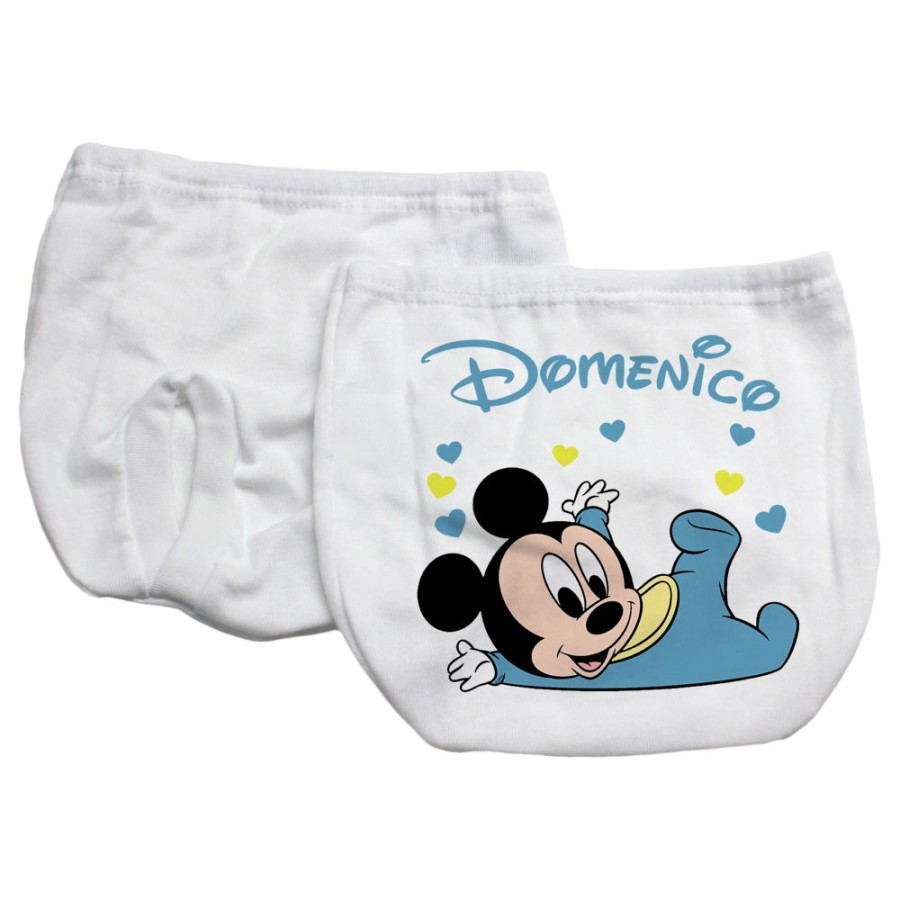 Mutandina copri-pannolino neonato personalizzata con nome baby topolino Cartoon