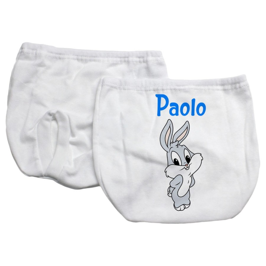 Mutandina copri-pannolino neonato personalizzata con nome bugs bunny - lola bunny Cartoon