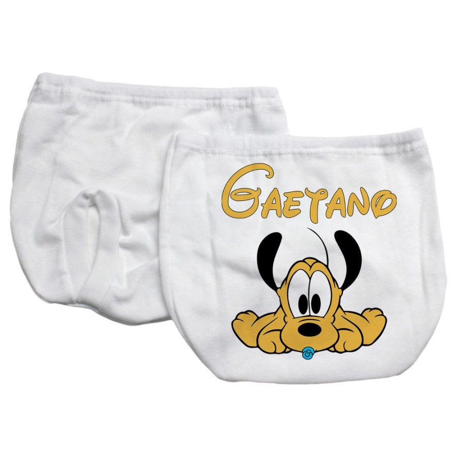 Mutandina copri-pannolino neonato personalizzata con nome baby pluto Cartoon