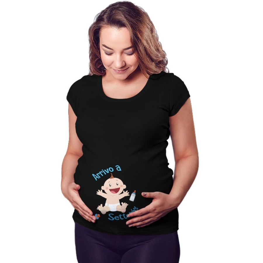 Maglia premaman personalizzata con mese bimbo arrivo a Divertenti