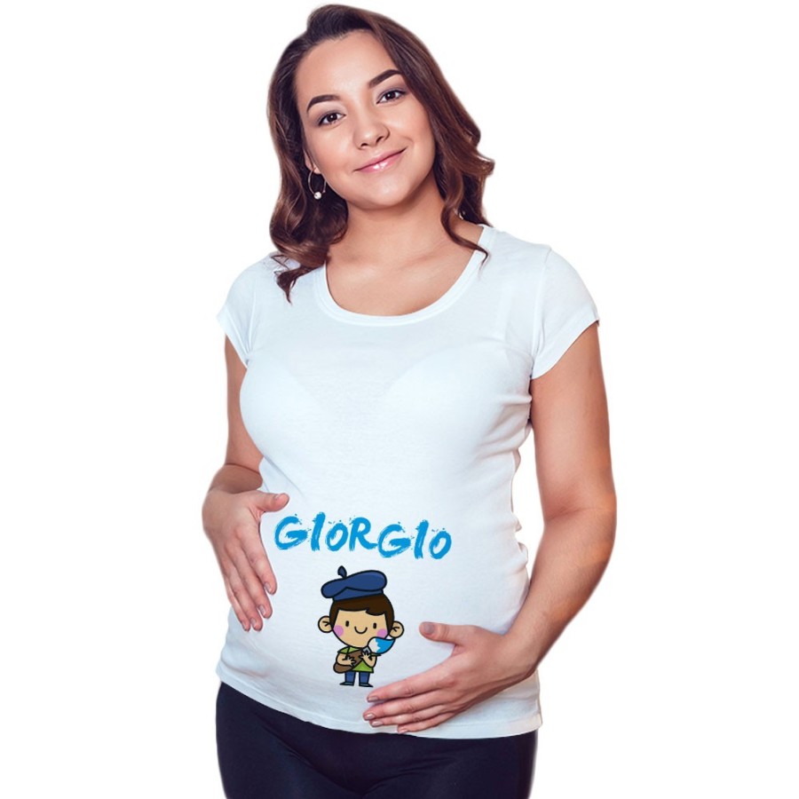 Maglia premaman personalizzata con nome piccolo artista Divertenti