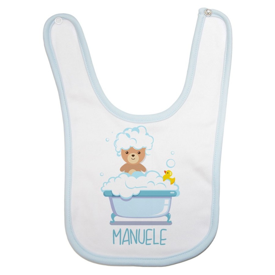 Bavaglino neonato personalizzato con nome baby bear con paperella Divertenti