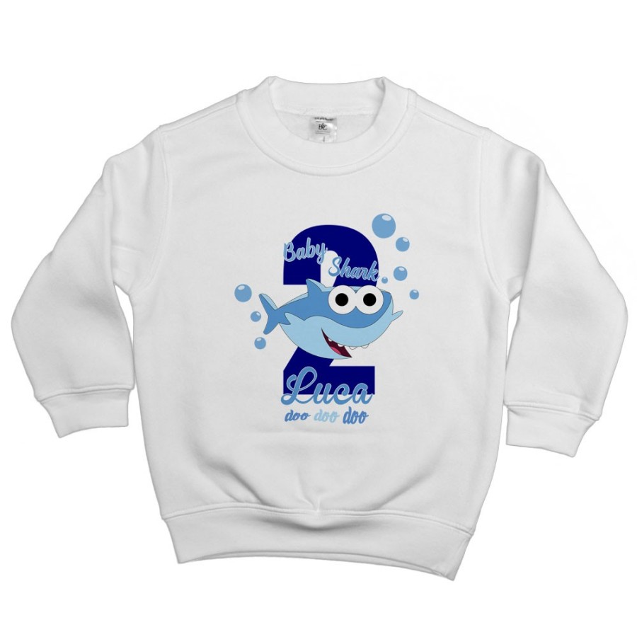 Felpa bambino personalizzata con nome festa a tema baby shark Compleanno