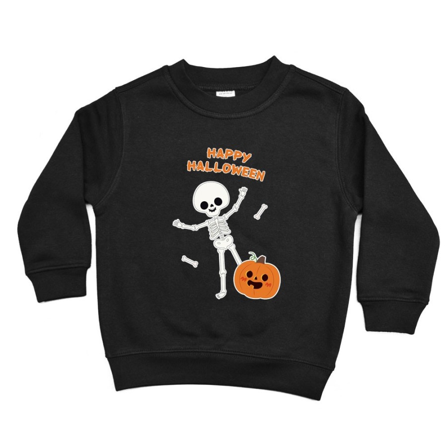 Felpa bambino happy halloween con scheletro e zucca danzerini Halloween