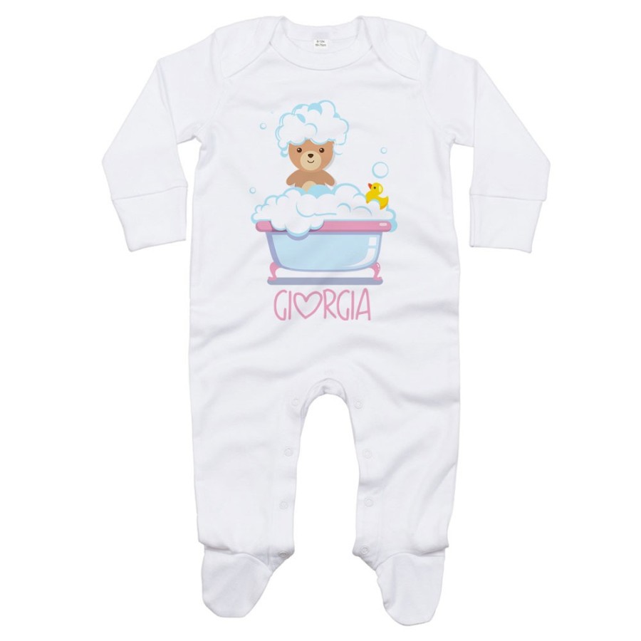 Tutina neonato personalizzata con nome baby bear con paperella Divertenti