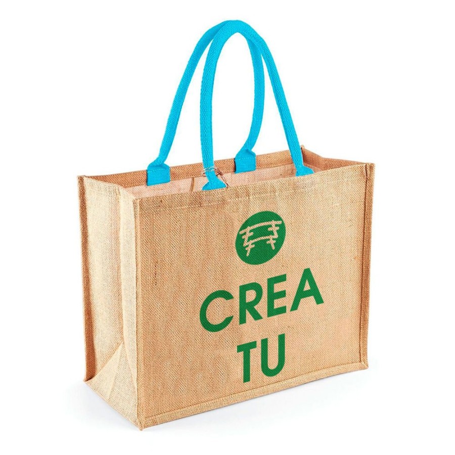 Borsa mare personalizzata con nome e foto in juta laminata 33x42x19 cm - crea online