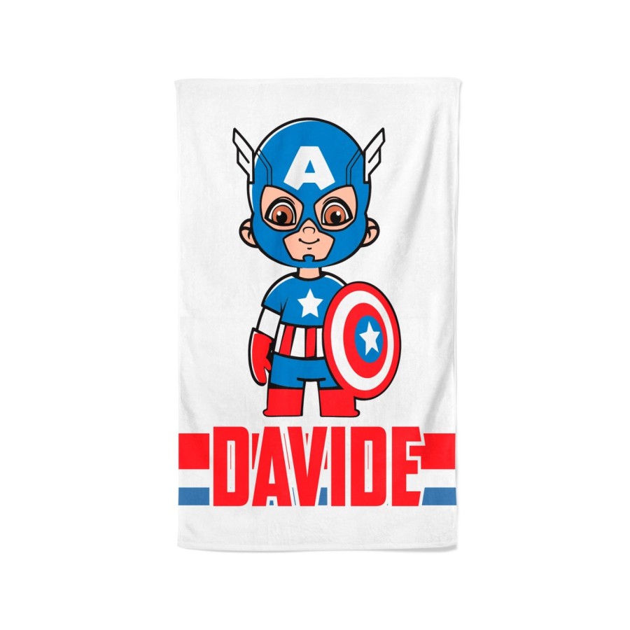 Asciugamani personalizzato con nome baby captain america Cartoon