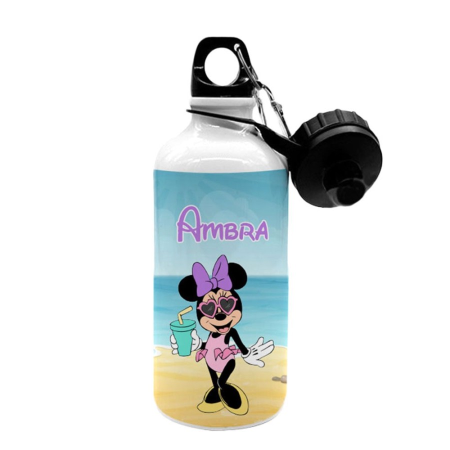 Borraccia personalizzata con nome minnie in spiaggia Cartoon