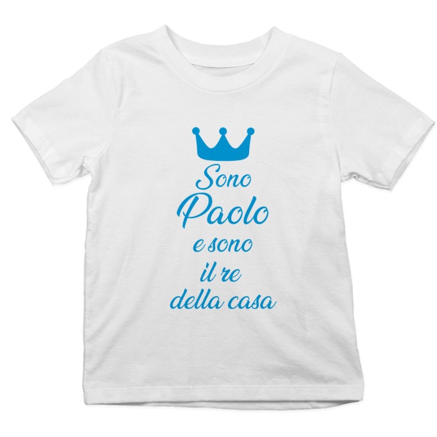 T-shirt bambino personalizzata con nome sono il re la regina della casa Divertenti