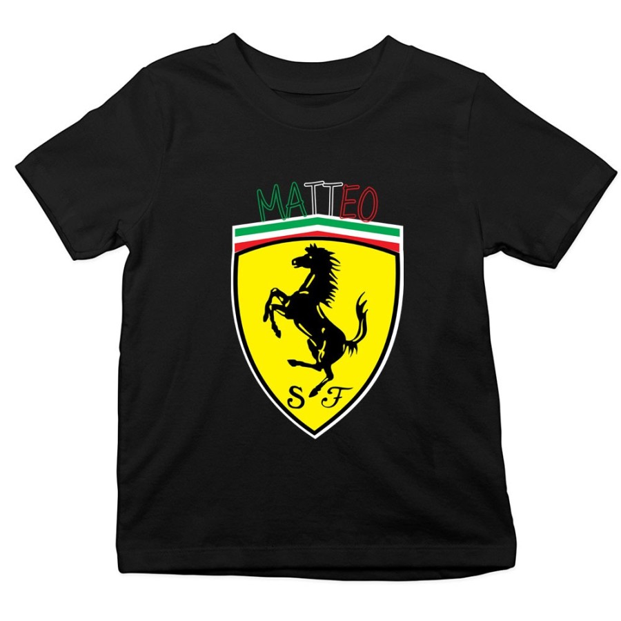 T-shirt bambino personalizzata con nome ferrari Divertenti