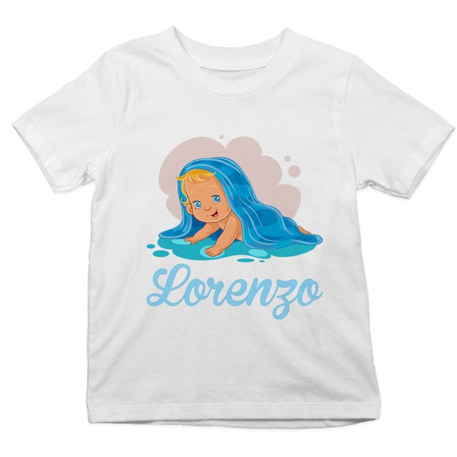 T-shirt bambino personalizzata con nome bimbo con asciugamano Divertenti