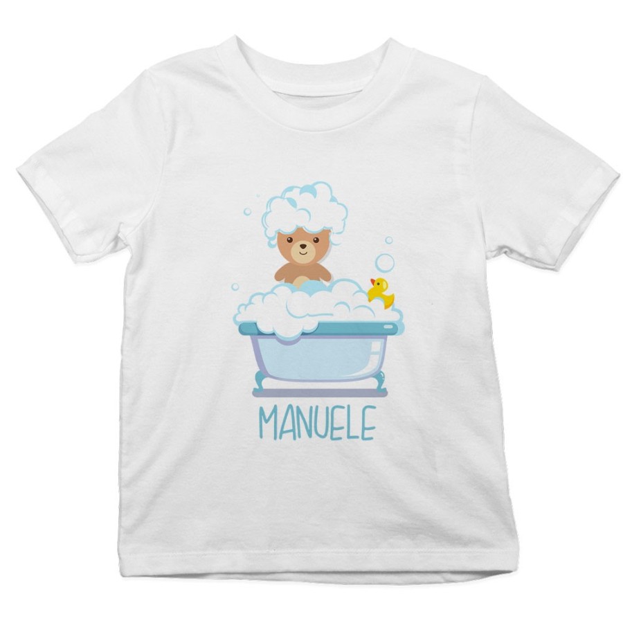 T-shirt bambino personalizzata con nome baby bear con paperella Divertenti