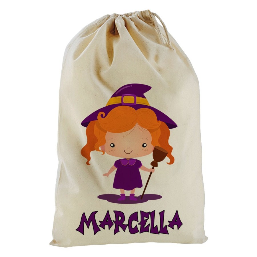 Sacchetto personalizzato con nome piccola streghetta Halloween