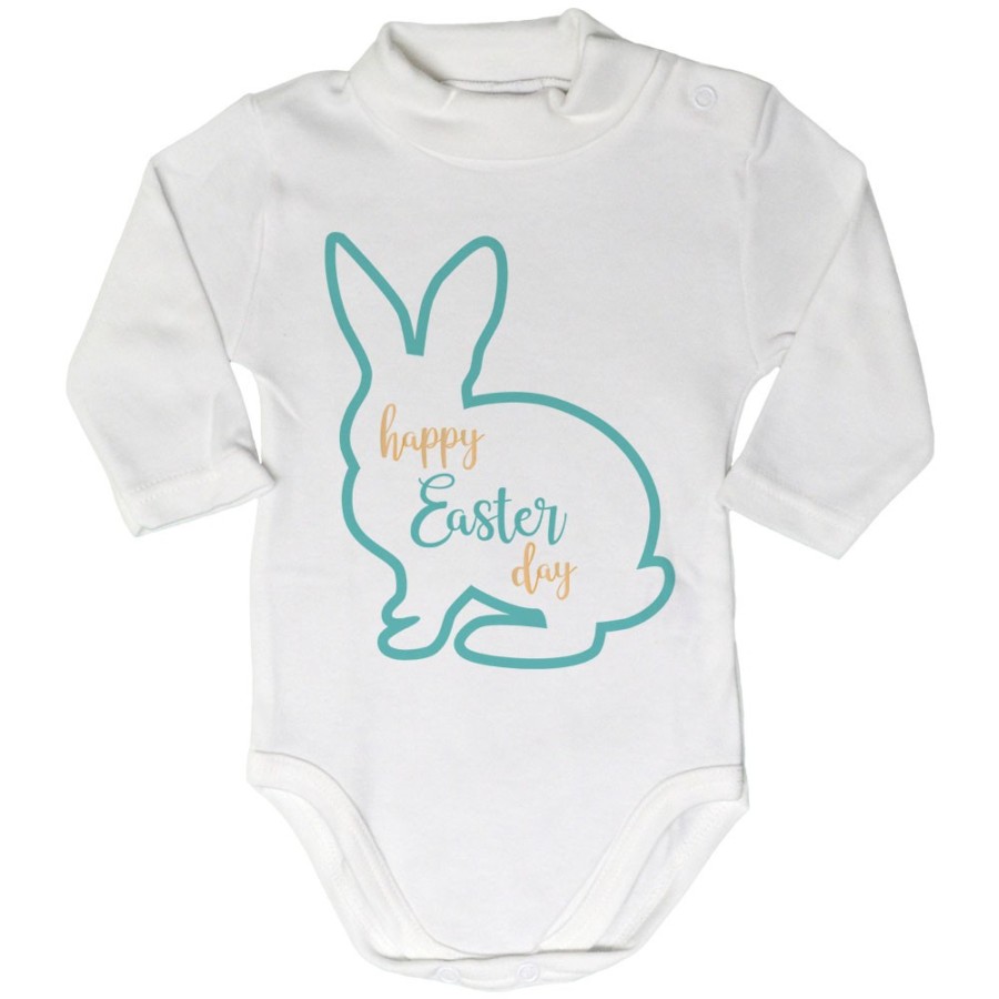 Body lupetto neonato happy easter day coniglietto stilizzato Pasqua