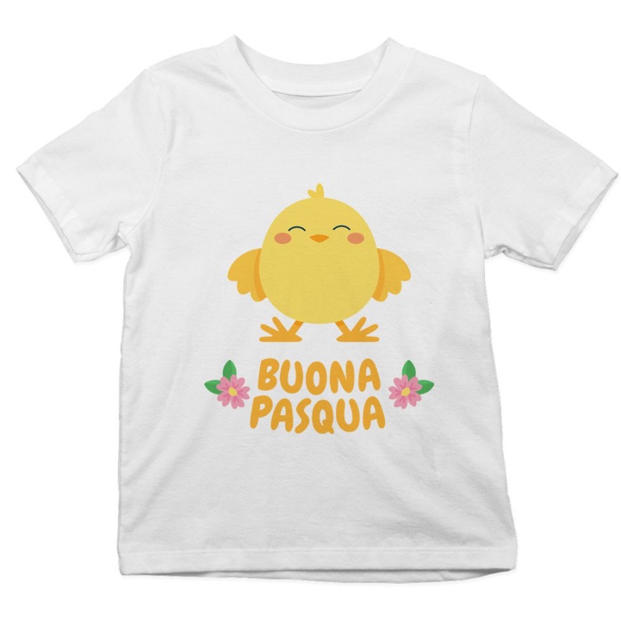 T-shirt bambino personalizzabile con nome buona pasqua dal pulcino Pasqua